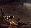 Landscape with Two Cows and a Goat